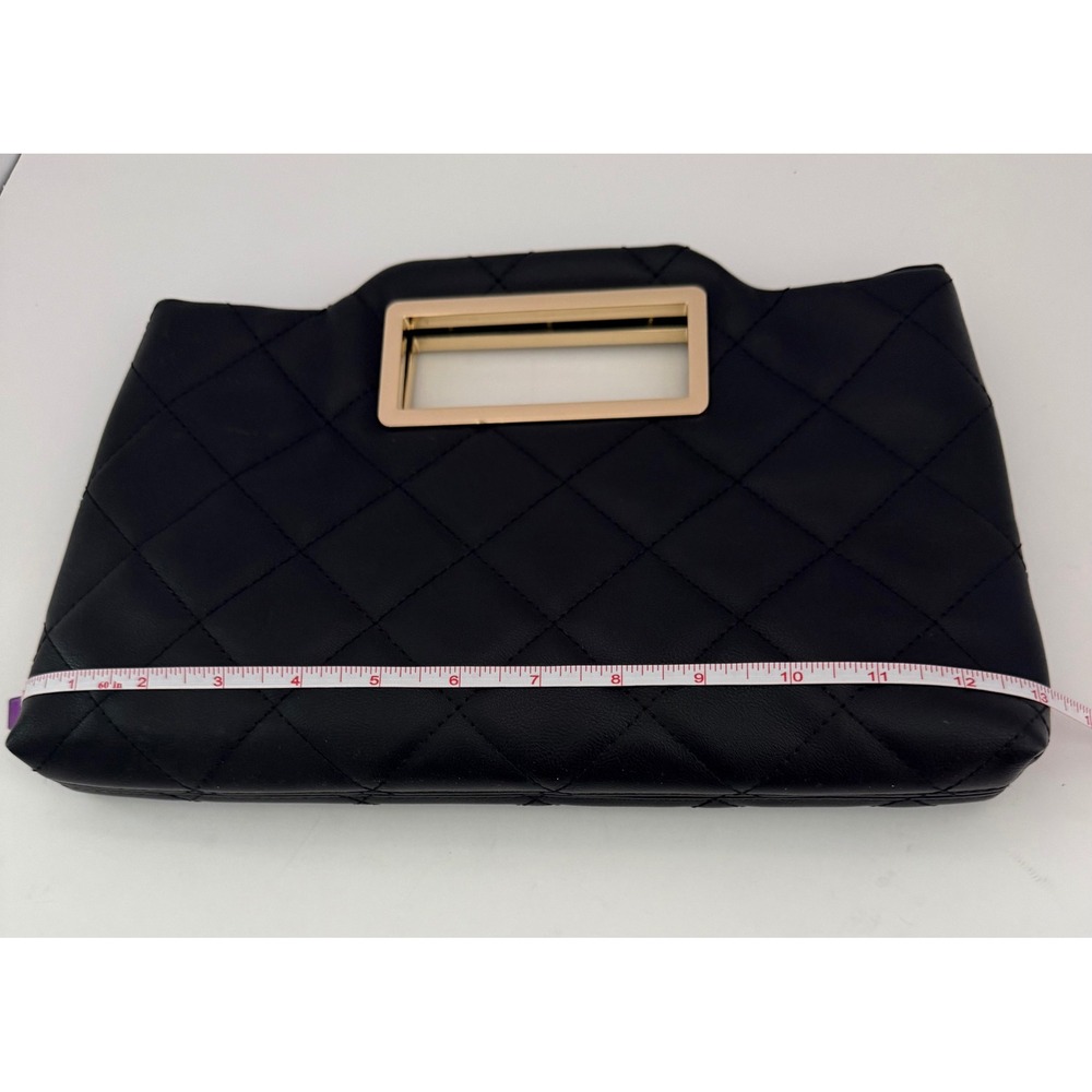 INC Juditth International Concepts black quilted clutch gold removable chain - Picture 7 of 9